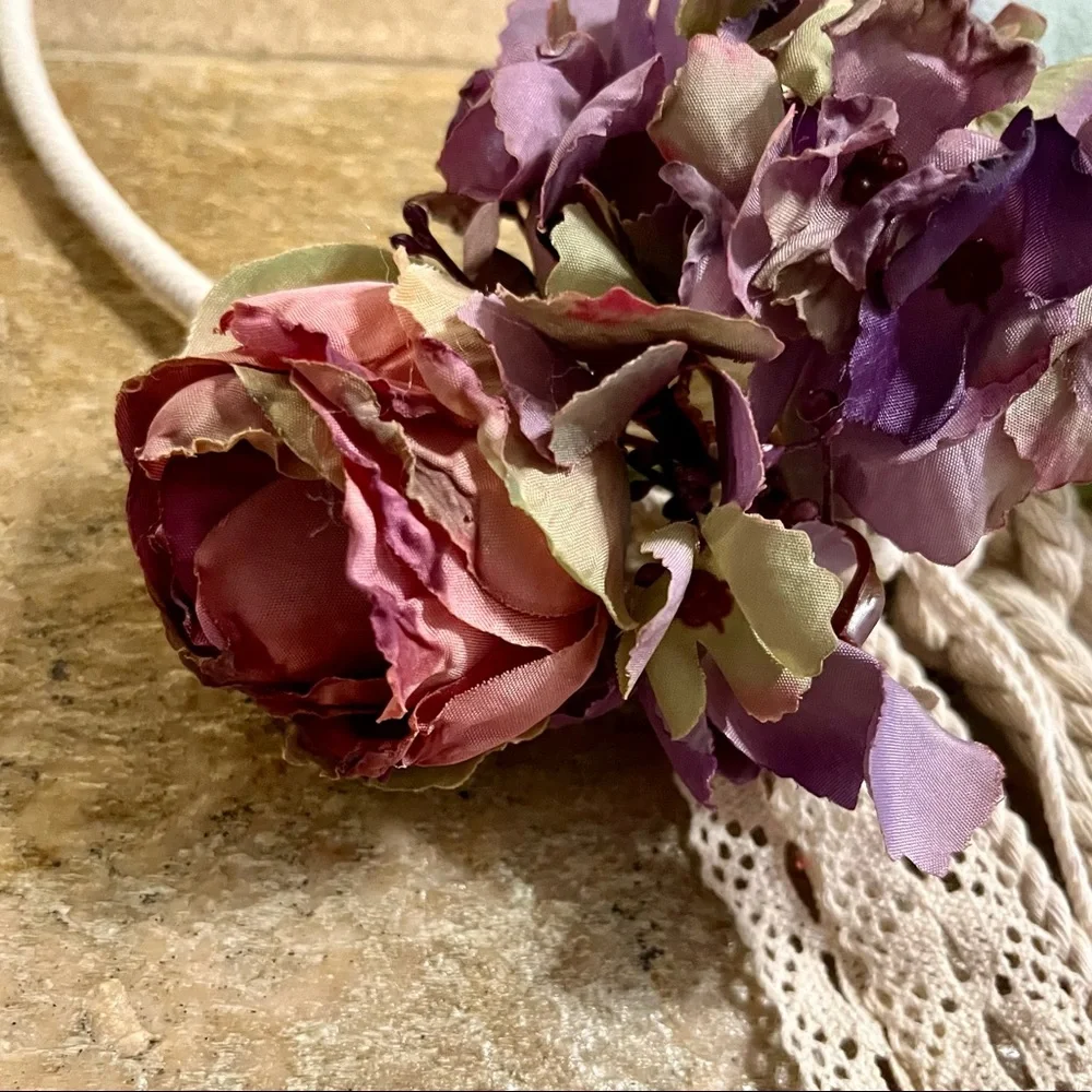 Bohemian Handmade Floral Macrame Wall Hanging Art Deco Wreath